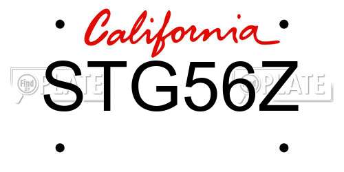 STG56Z California License Plate