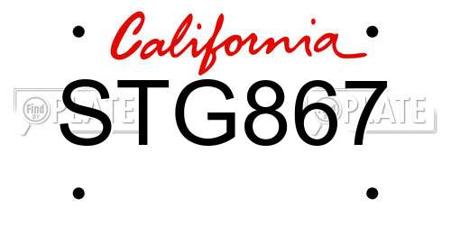 STG867 California License Plate