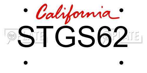 STGS62 California License Plate
