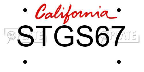 STGS67 California License Plate