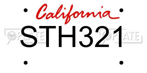 STH321 California License Plate