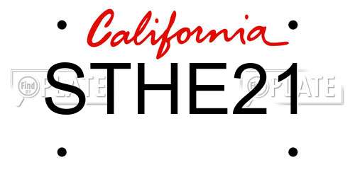 STHE21 California License Plate