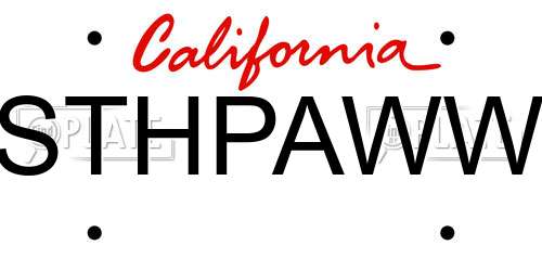 STHPAWW California License Plate