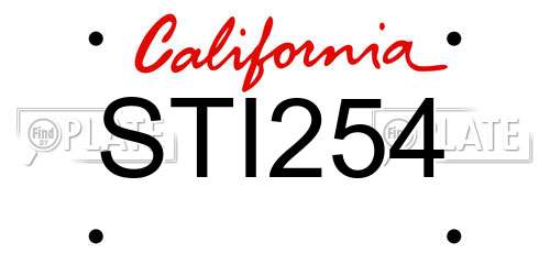 STI254 California License Plate