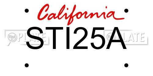 STI25A California License Plate