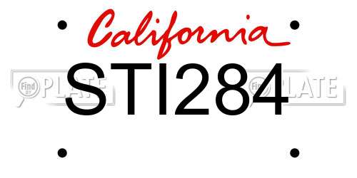 STI284 California License Plate