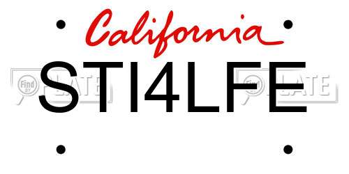 STI4LFE California License Plate