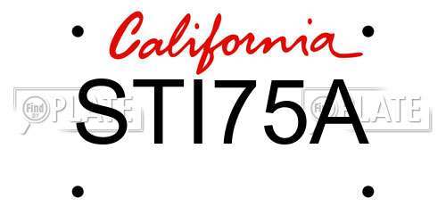STI75A California License Plate