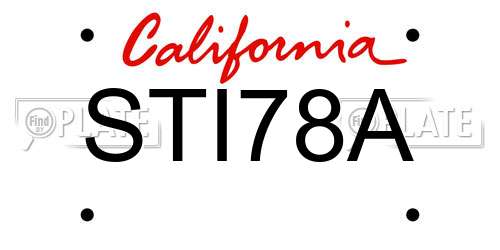 STI78A California License Plate