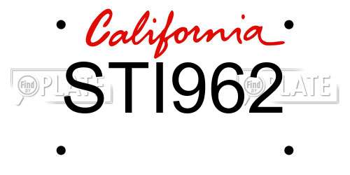 STI962 California License Plate
