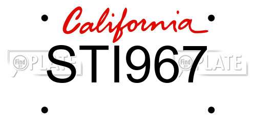 STI967 California License Plate