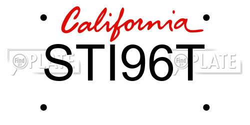 STI96T California License Plate