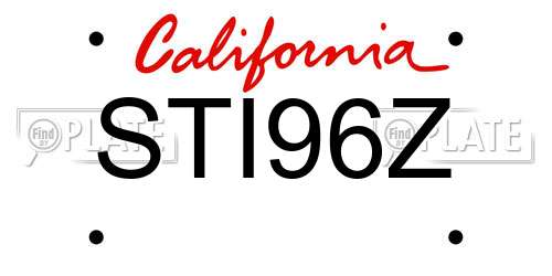 STI96Z California License Plate