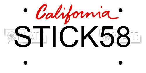 STICK58 California License Plate