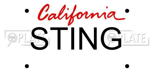 STING California License Plate