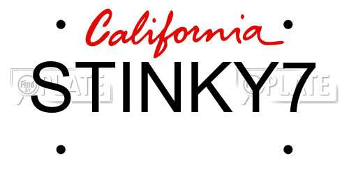 STINKY7 California License Plate