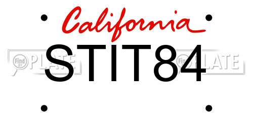 STIT84 California License Plate