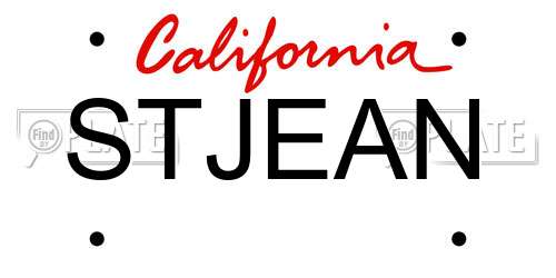 STJEAN California License Plate