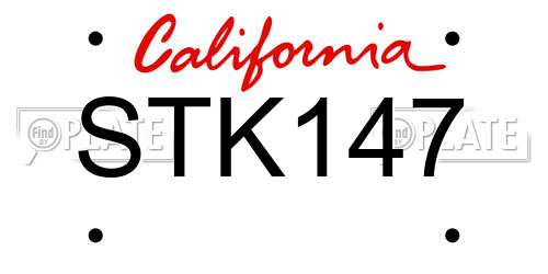 STK147 California License Plate