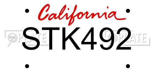 STK492 California License Plate