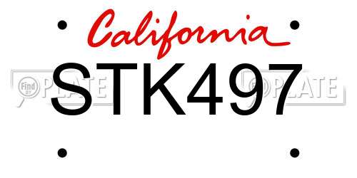 STK497 California License Plate