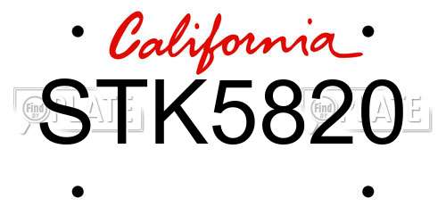 STK5820 California License Plate