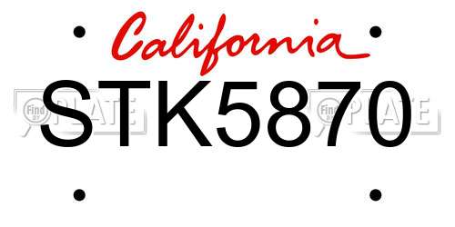 STK5870 California License Plate