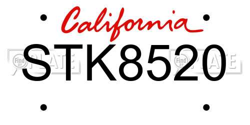 STK8520 California License Plate