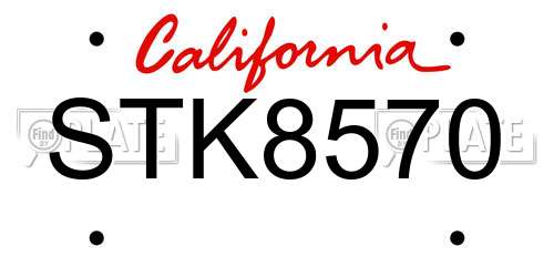 STK8570 California License Plate