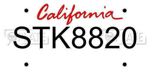 STK8820 California License Plate