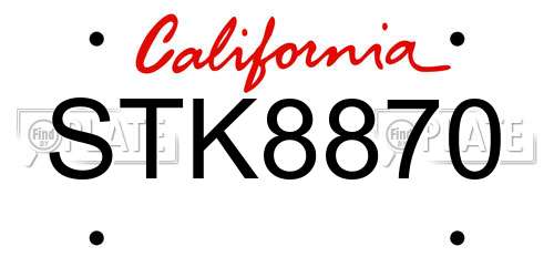 STK8870 California License Plate