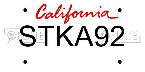 STKA92 California License Plate