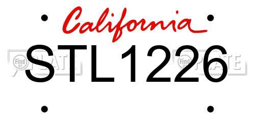 STL1226 California License Plate
