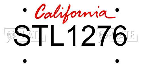 STL1276 California License Plate