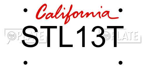 STL13T California License Plate