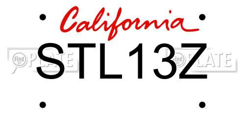 STL13Z California License Plate