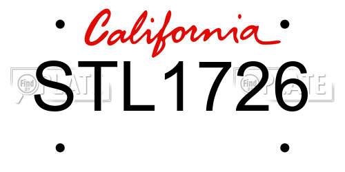 STL1726 California License Plate
