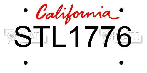 STL1776 California License Plate