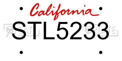 STL5233 California License Plate