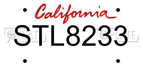 STL8233 California License Plate