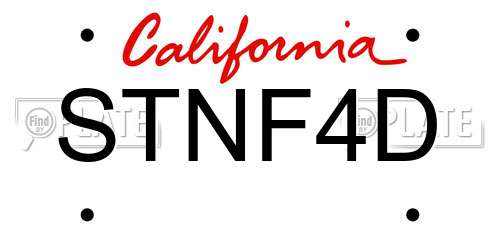STNF4D California License Plate