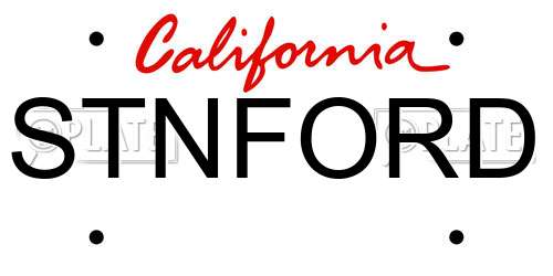 STNFORD California License Plate