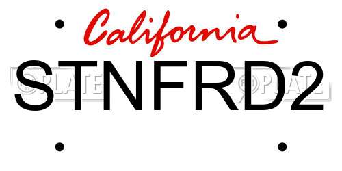 STNFRD2 California License Plate