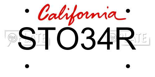 STO34R California License Plate