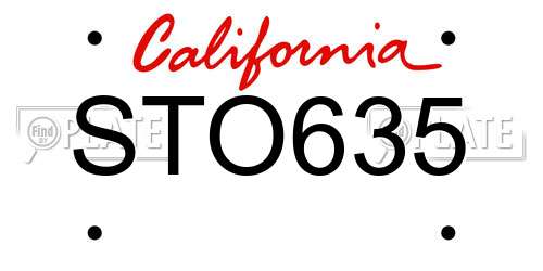 STO635 California License Plate
