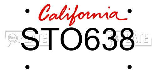 STO638 California License Plate