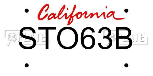 STO63B California License Plate