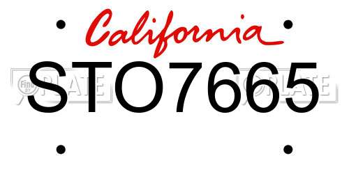 STO7665 California License Plate