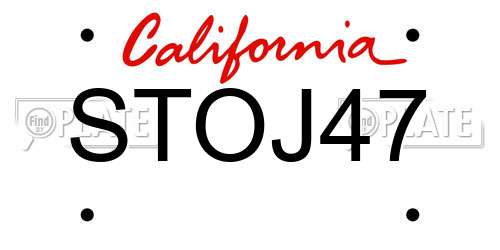 STOJ47 California License Plate