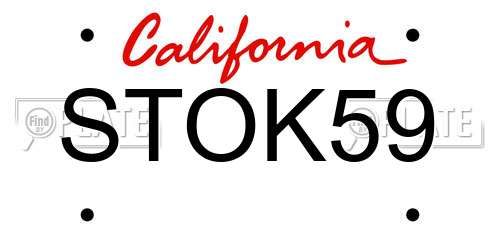 STOK59 California License Plate